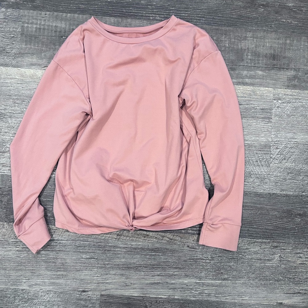 Copper Key Girls' Long Sleeve Twist-Front Tee in Light Pink